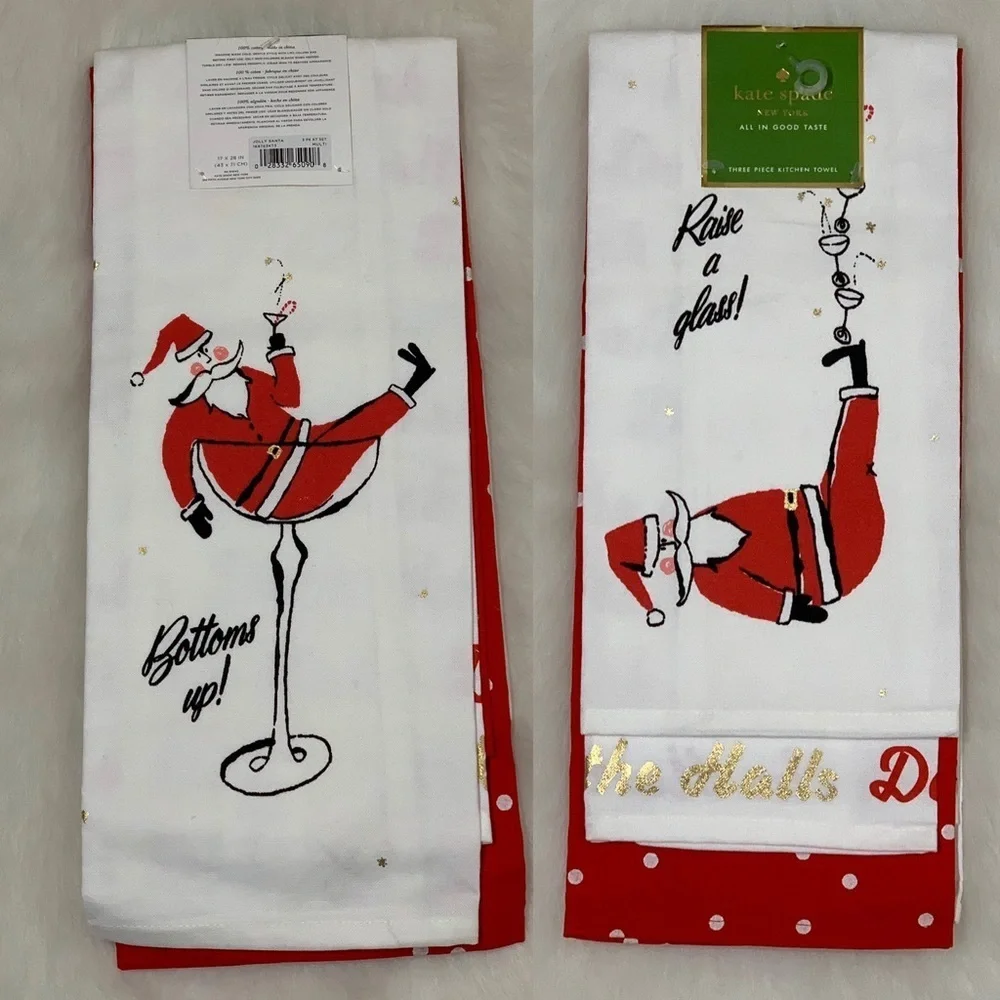Kate Spade Cotton 3 Piece Kitchen X-Mas Towel Set